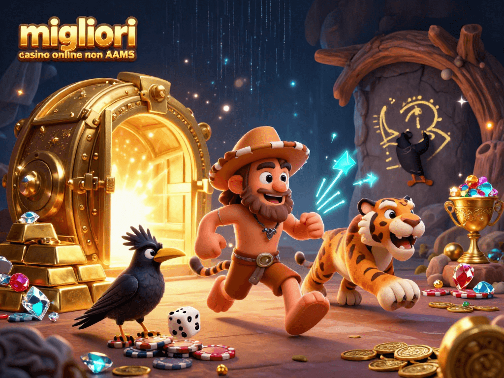 Visualizza i migliori casinò online non AAMS con un'illustrazione 3D ricca di dettagli su un casinò preistorico.