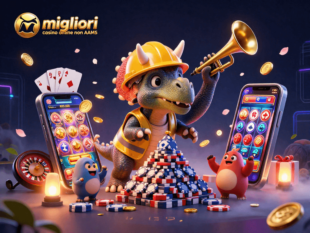 Gioca nei migliori casino online non AAMS con un'illustrazione 3D unica festante.