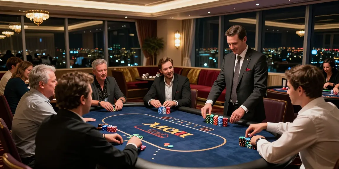 Giocatori che si divertono ai migliori casino online non AAMS, circondati da eleganza e atmosfera vibrante.