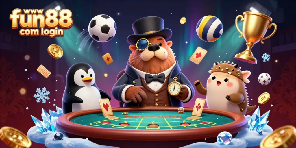 Engage with the thrilling atmosphere of www fun88 com login featuring a walrus and friends at an energetic poker game