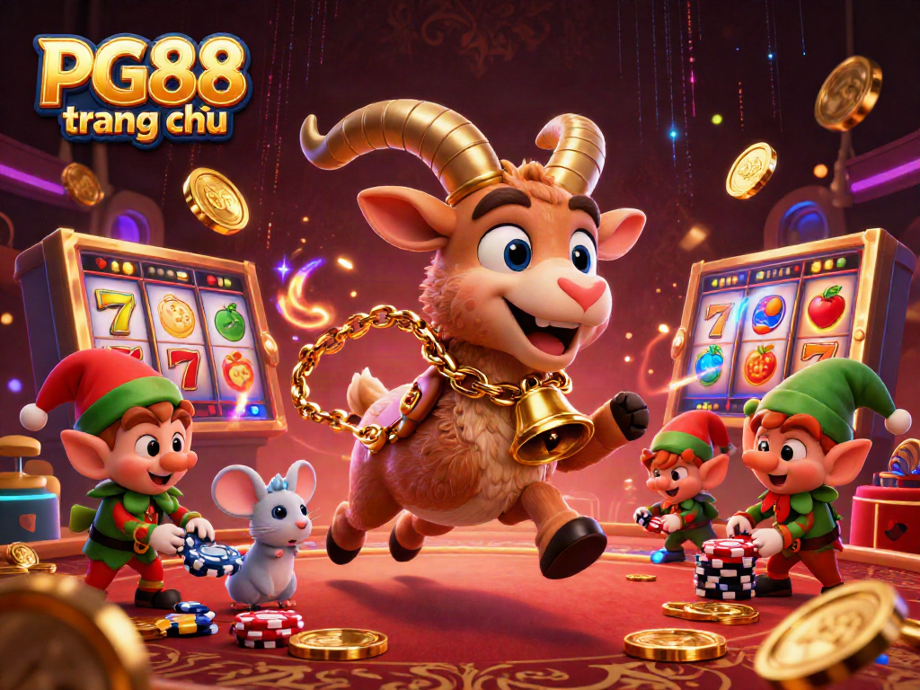 Experience the thrill of PG88 trang chủ with festive Krampus and mischievous elves in a dynamic casino scene.