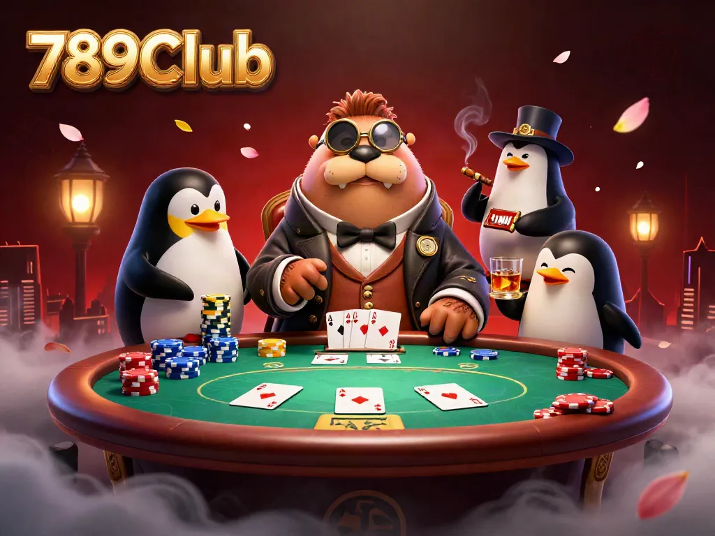 Experience the thrilling atmosphere of 789Club poker with unique characters in action.
