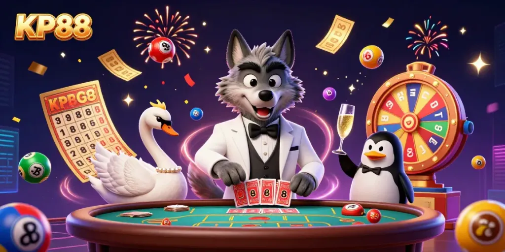 Experience the thrill of KP88 casino with vibrant characters and exciting gaming elements.