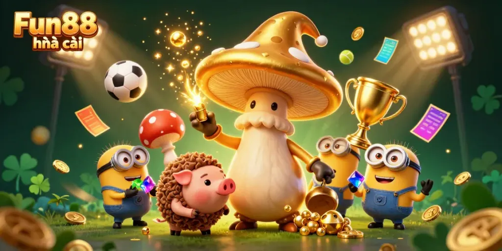 Experience the excitement of Fun88 nhà cái with this dynamic 3D illustration showcasing magical elements and sports