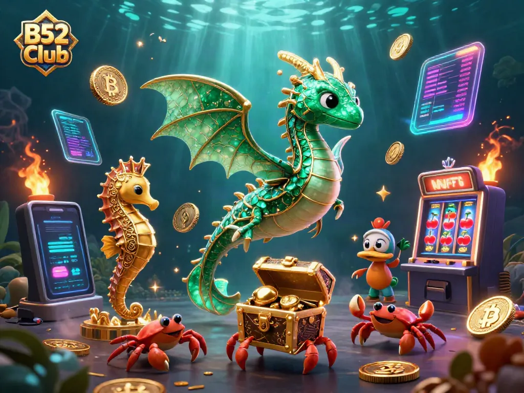 Experience winning at B52 Club with thrilling gaming scenes of sea dragons and treasure.