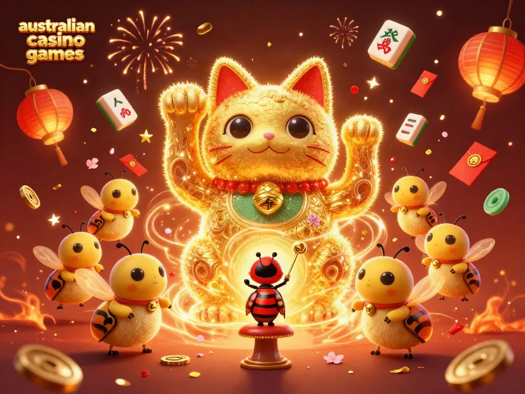 Engage with the vibrant world of australian casino games featuring a lucky cat and dynamic symbols.